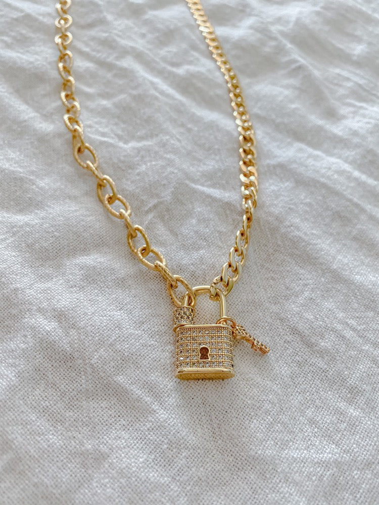 Golden Lock Necklace - Mae Cargo